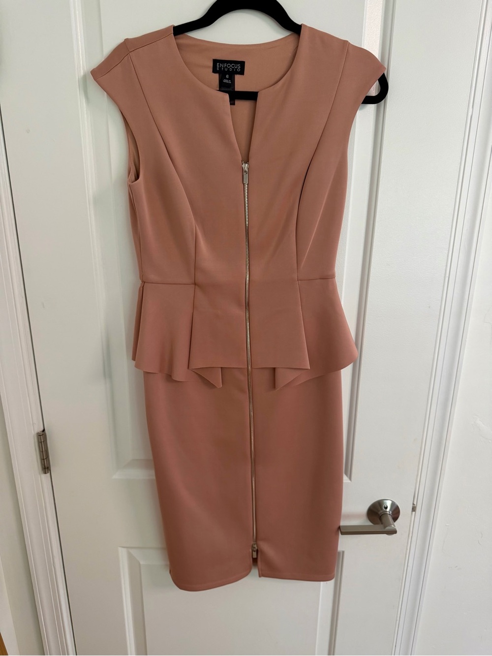 Enfocus Studio Rose Peplum Zip-Front Sheath Dress-6